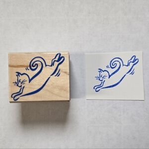 Leaping Kitty Stamp - Design Prints - Wood Mounted Rubber Craft Stamp